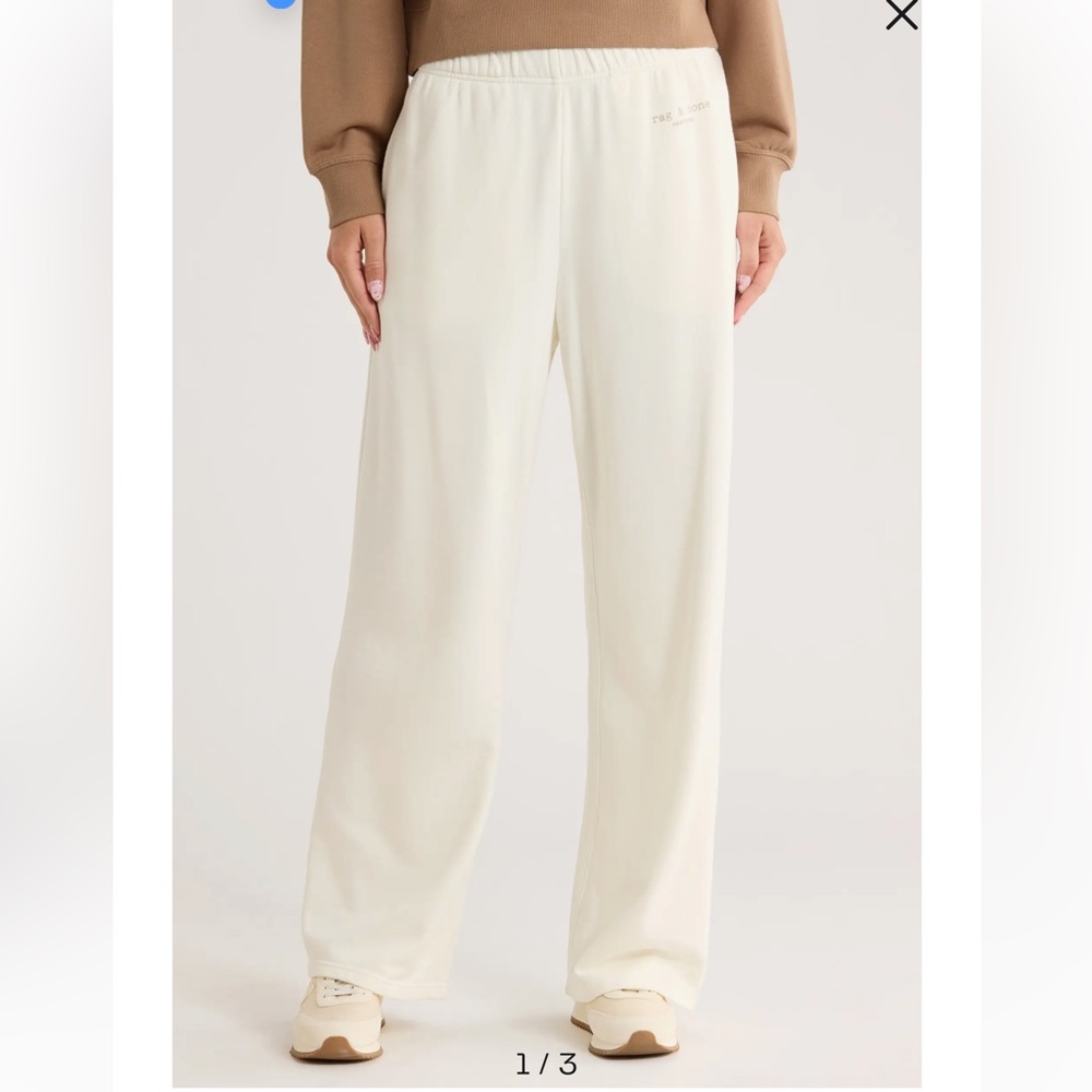 Rag & Bone Cotton French Terry Wide Leg Sweatpants L White